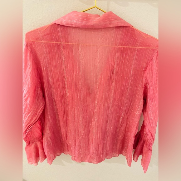 Two Pink Jaipur Blouse 
Silver & Ruffling & Pink with designs - Picture 7 of 11